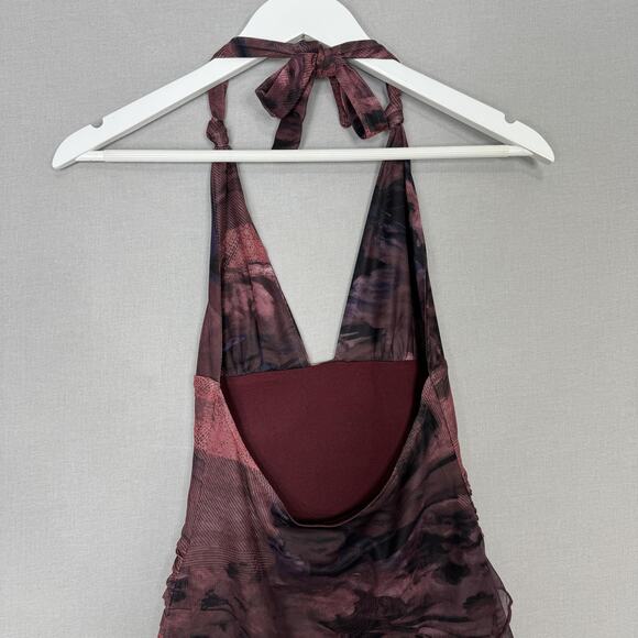 Tiger Mist Frieda Dress Womens XS Burgundy Romantic Halter Y2K Fairy Grunge - Picture 7 of 15
